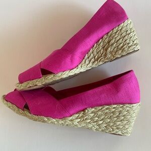 NWOT Lauren Ralph Lauren - Pink 'Cecilia' Shantung Silk Espadrille Wedge 10B